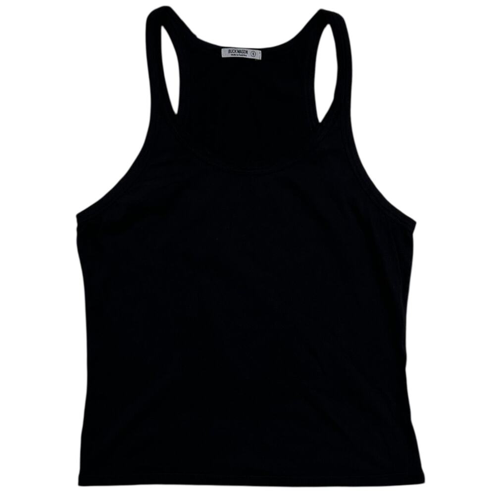 Buck Mason Women's Scoop Neck Racerback Tank Top Tee T-Shirt in Black